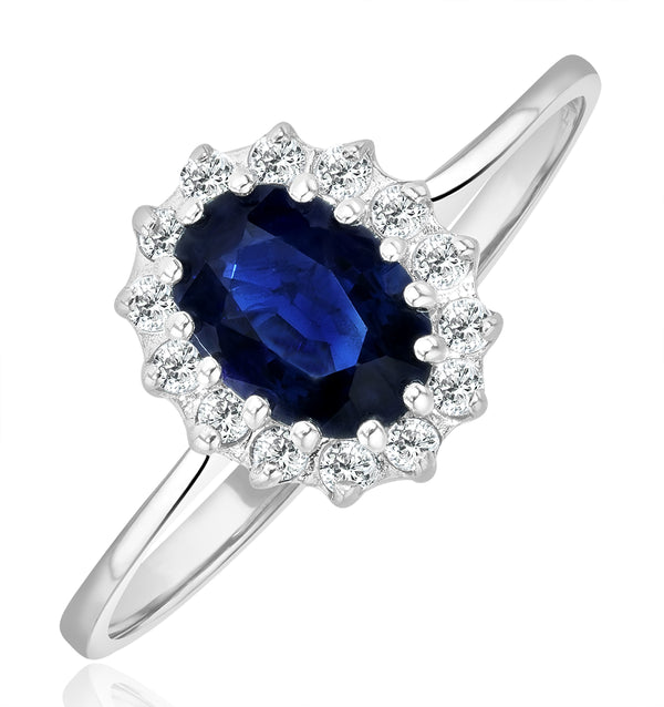 Sapphire 0.95ct And Diamond 9K White Gold Ring